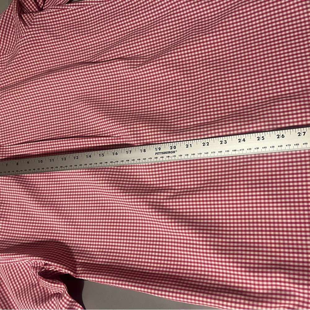 Lands End Red and White Gingham Casual Button Down Shirt Men's 15/33 - Picture 10 of 12